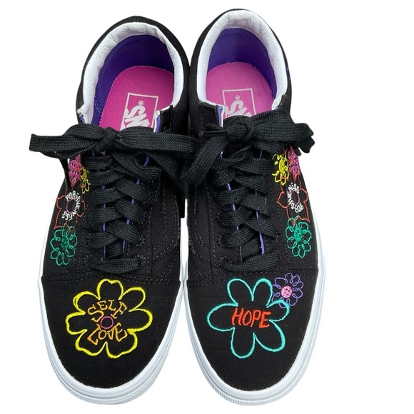 Vans Shoes - Vans Old Skool Black Floral Embroidered Sneakers – Positive Message Collection 9